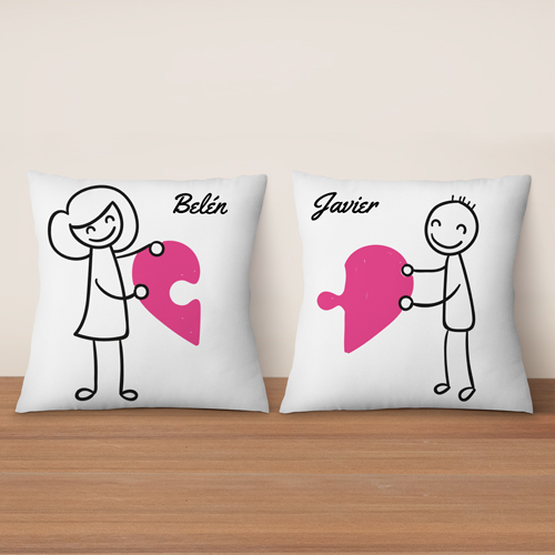 Pack de 2 cojines para enamorados Pack 2 Cojines Puzzle para regalar en San Valentín o Aniversario